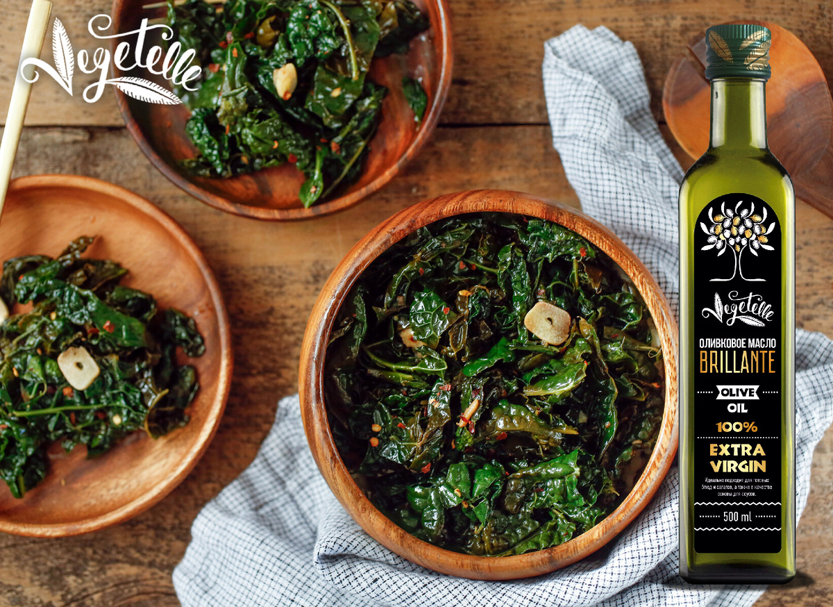 Тушеная капуста кале с чесноком: легкий и полезный гарнир