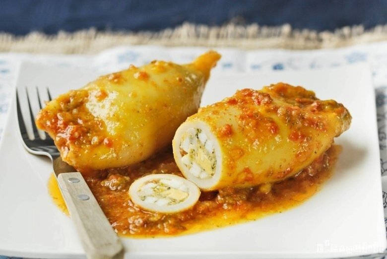 Необычные фаршированные кальмары для гурманов